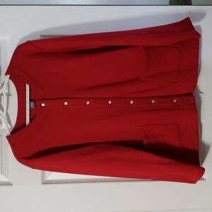 Women's Laura Scott Fleece Pearl Snap Button Jacket Cardigan with 2 Fron…